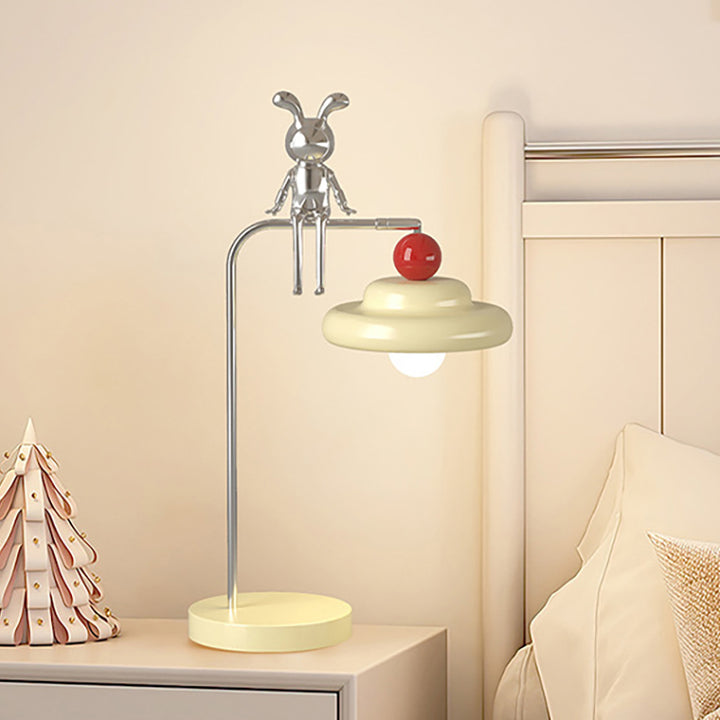 Lampe de table 1 lumière en fer avec sphère de lapin et ours dessin animé créatif contemporain pour chambre à coucher 