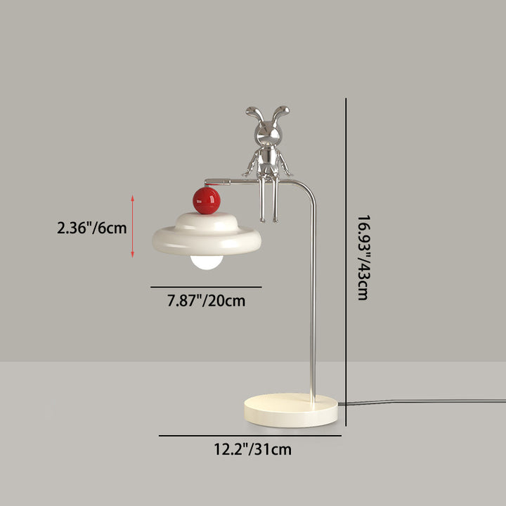 Lampe de table 1 lumière en fer avec sphère de lapin et ours dessin animé créatif contemporain pour chambre à coucher 