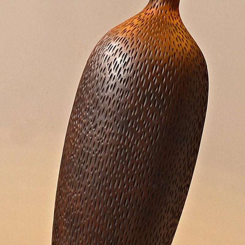 Lampe de table 1 lumière en céramique ovale chinoise traditionnelle pour salon 