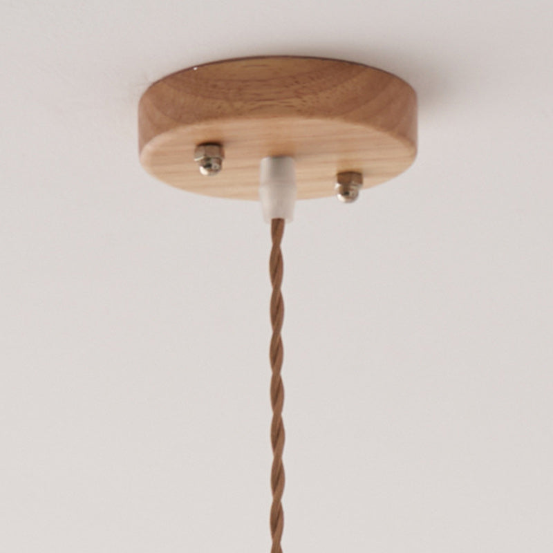 Suspension Luminaire Traditionnel Japonais Cylindre Hémisphère Disque Base Rotin Bambou 1-Lumière Pour Chambre 