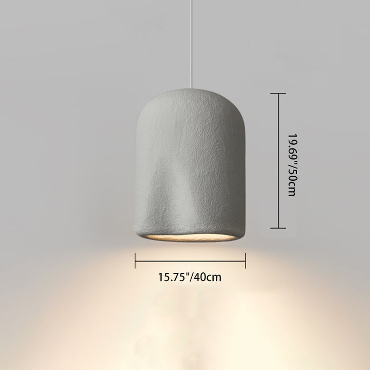 Suspension Luminaire Ovale en Plastique avec Plis Cylindriques Traditionnels Japonais à 1 Lumière pour Chambre 