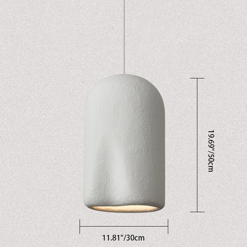 Suspension Luminaire Ovale en Plastique avec Plis Cylindriques Traditionnels Japonais à 1 Lumière pour Chambre 