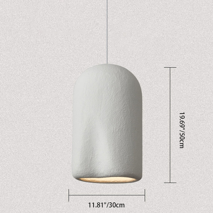 Suspension Luminaire Ovale en Plastique avec Plis Cylindriques Traditionnels Japonais à 1 Lumière pour Chambre 
