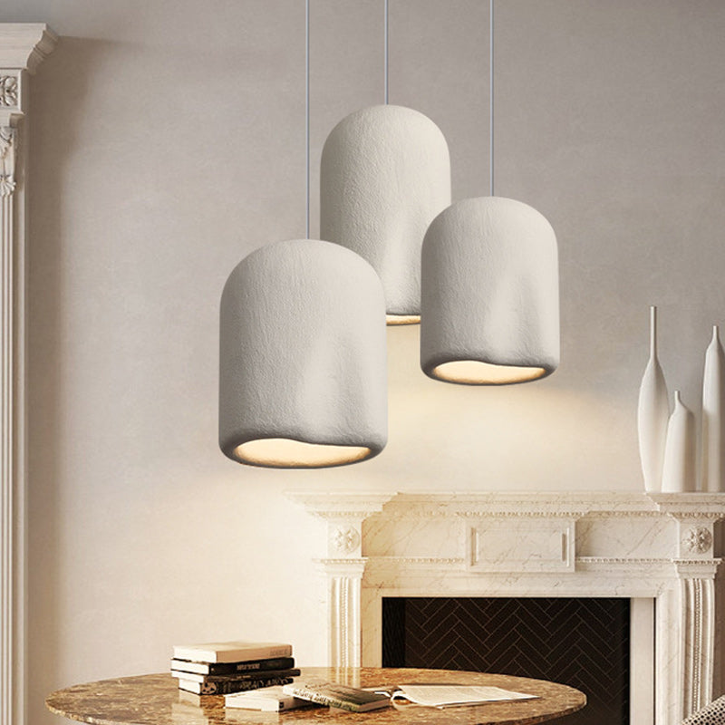 Suspension Luminaire Ovale en Plastique avec Plis Cylindriques Traditionnels Japonais à 1 Lumière pour Chambre 