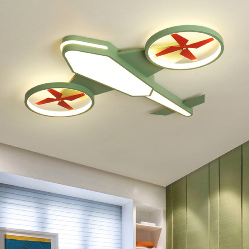 Luz de techo LED de montaje empotrado de acrílico y hierro para dormitorio con diseño contemporáneo de avión creativo 