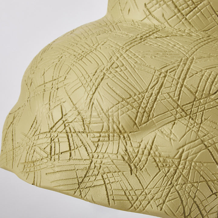 Suspension Luminaire Traditionnel Japonais en Résine Sculptée à Rayures avec Disque et Bassin, 1 Lumière pour Chambre 