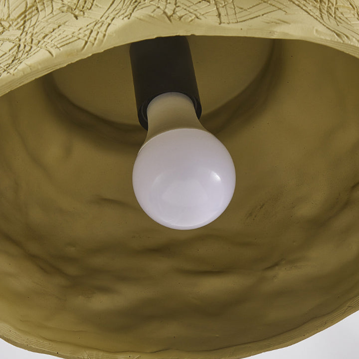 Suspension Luminaire Traditionnel Japonais en Résine Sculptée à Rayures avec Disque et Bassin, 1 Lumière pour Chambre 