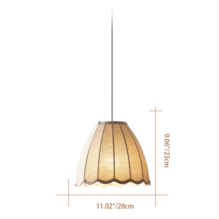 Tissu en fer à rayures verticales rondes traditionnelles japonaises Vague Fond 1-Lumière Suspension Pour Chambre 