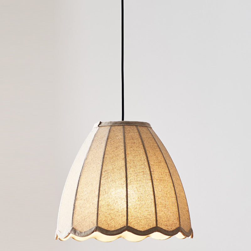 Tissu en fer à rayures verticales rondes traditionnelles japonaises Vague Fond 1-Lumière Suspension Pour Chambre 