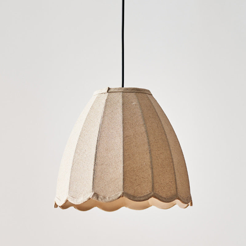 Tissu en fer à rayures verticales rondes traditionnelles japonaises Vague Fond 1-Lumière Suspension Pour Chambre 