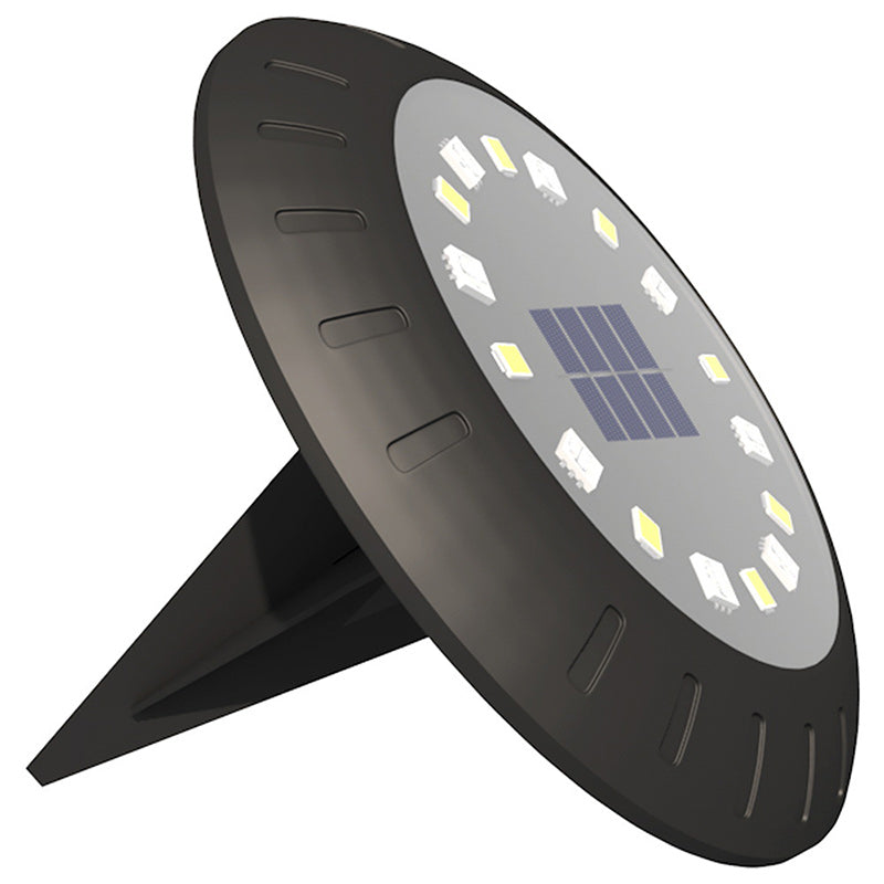 Modernes, unbedeutendes, wasserdichtes Solar-Landschaftslicht aus Polysilizium-Kunststoff mit runder Scheibe, LED-Bodenstecker für den Garten 