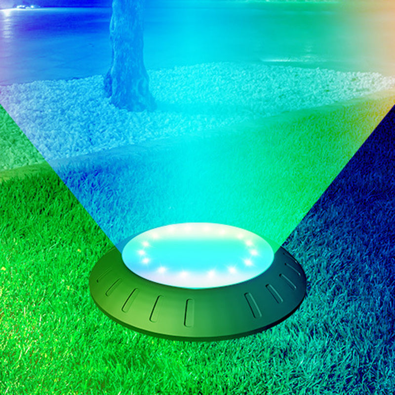 Modernes, unbedeutendes, wasserdichtes Solar-Landschaftslicht aus Polysilizium-Kunststoff mit runder Scheibe, LED-Bodenstecker für den Garten 