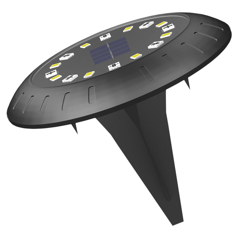 Modernes, unbedeutendes, wasserdichtes Solar-Landschaftslicht aus Polysilizium-Kunststoff mit runder Scheibe, LED-Bodenstecker für den Garten 