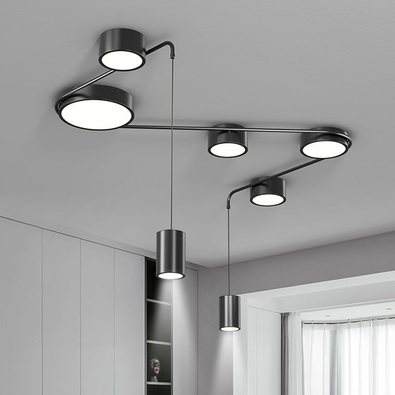 Lumière de plafond LED moderne minimaliste en fer avec cylindre long pour salon 