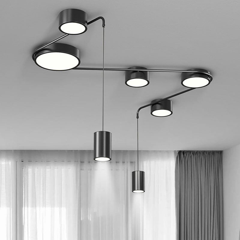 Lumière de plafond LED moderne minimaliste en fer avec cylindre long pour salon 