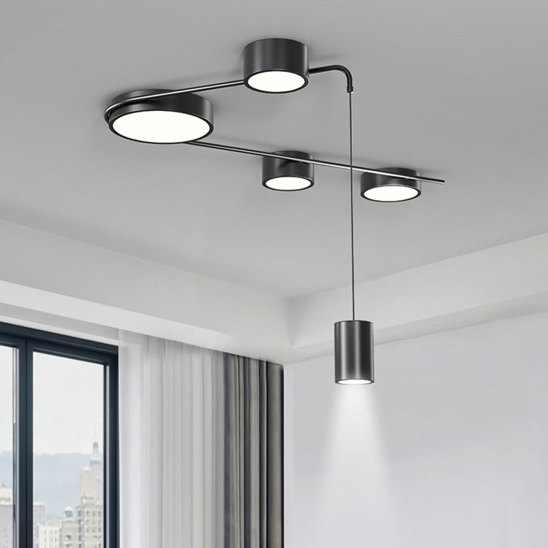 Lumière de plafond LED moderne minimaliste en fer avec cylindre long pour salon 