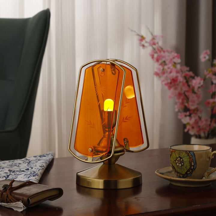 Lampe de table traditionnelle vintage rectangulaire ovale à base de disque en fer acrylique à 1 lumière pour chambre 