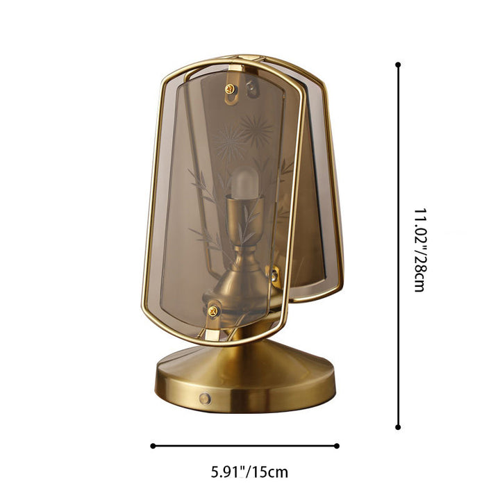 Lampe de table traditionnelle vintage rectangulaire ovale à base de disque en fer acrylique à 1 lumière pour chambre 