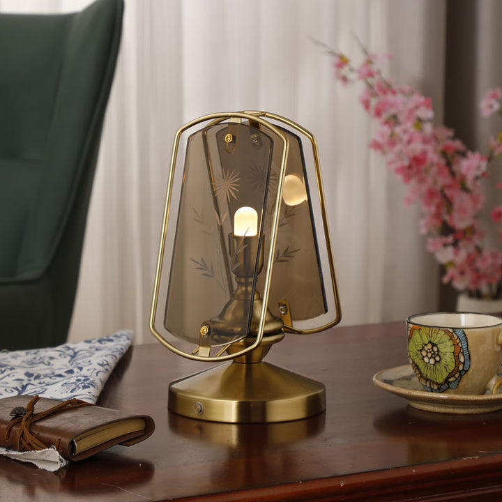 Lampe de table traditionnelle vintage rectangulaire ovale à base de disque en fer acrylique à 1 lumière pour chambre 