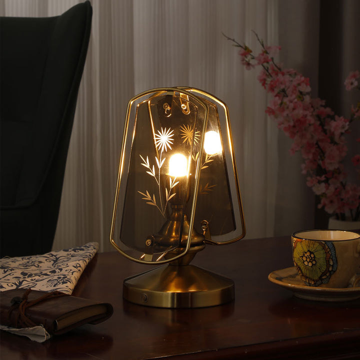 Lampe de table traditionnelle vintage rectangulaire ovale à base de disque en fer acrylique à 1 lumière pour chambre 