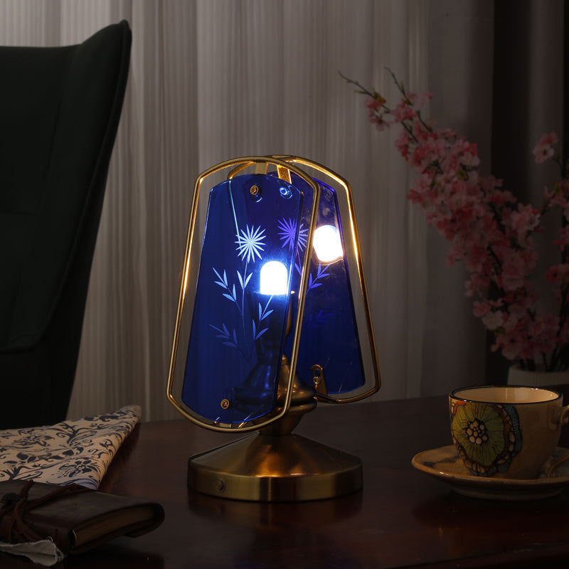 Lampe de table traditionnelle vintage rectangulaire ovale à base de disque en fer acrylique à 1 lumière pour chambre 