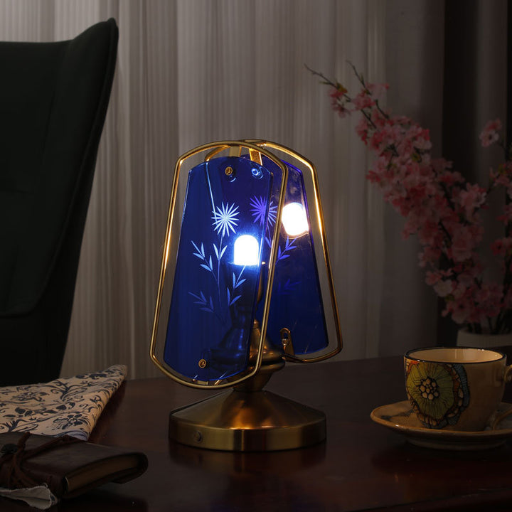 Lampe de table traditionnelle vintage rectangulaire ovale à base de disque en fer acrylique à 1 lumière pour chambre 