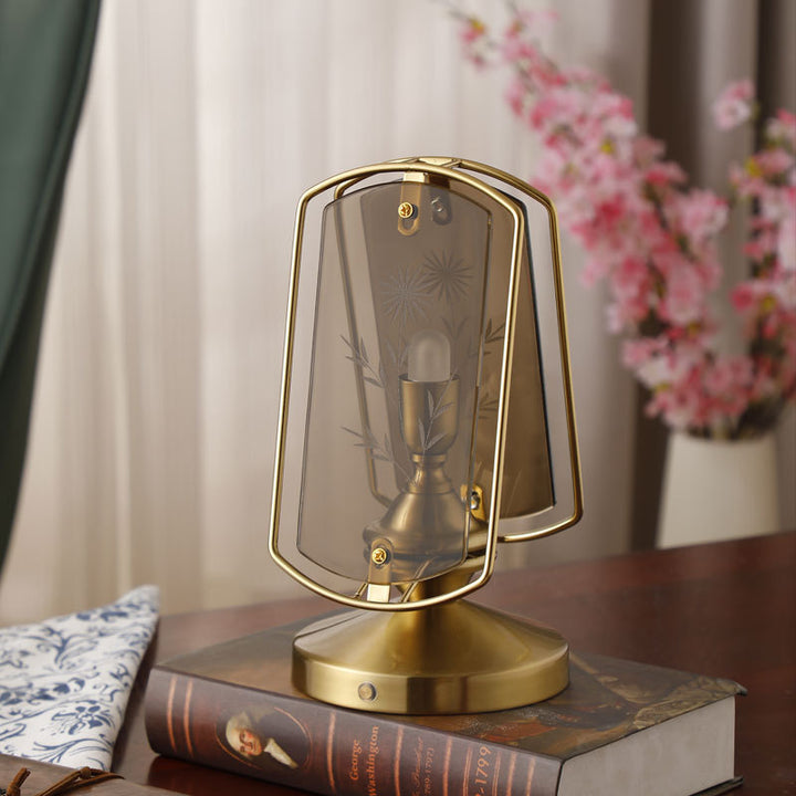 Lampe de table traditionnelle vintage rectangulaire ovale à base de disque en fer acrylique à 1 lumière pour chambre 