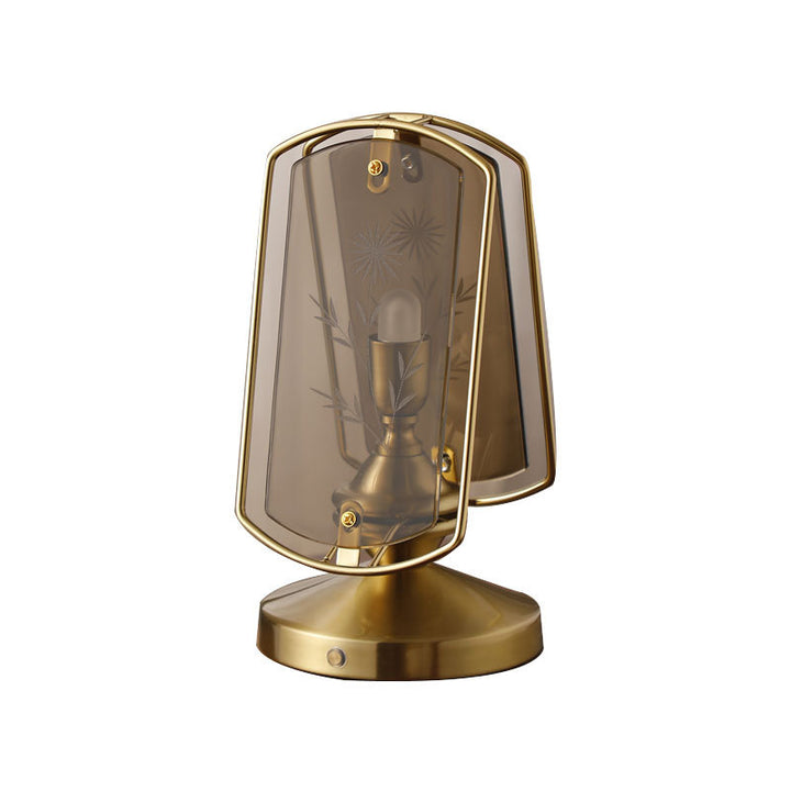 Lampe de table traditionnelle vintage rectangulaire ovale à base de disque en fer acrylique à 1 lumière pour chambre 
