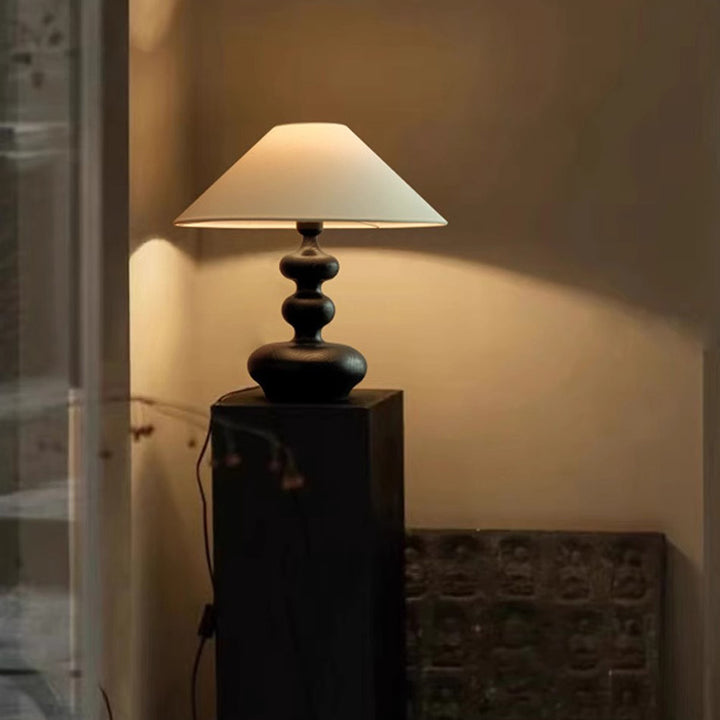 Lampe de table traditionnelle française cylindre ronde ovale sphérique en tissu bois massif 1 lumière pour chambre 