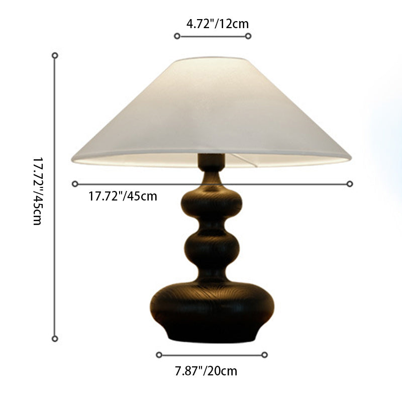 Lámpara de mesa de 1 luz para dormitorio de tela esférica ovalada redonda cilindro tradicional francesa de madera maciza 