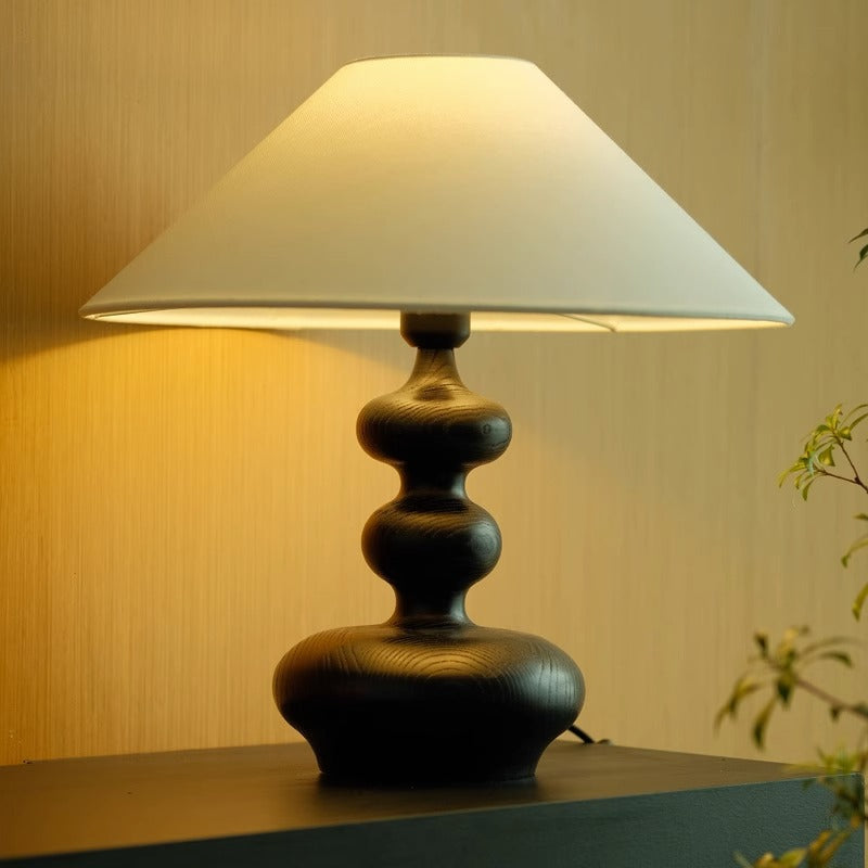 Lámpara de mesa de 1 luz para dormitorio de tela esférica ovalada redonda cilindro tradicional francesa de madera maciza 