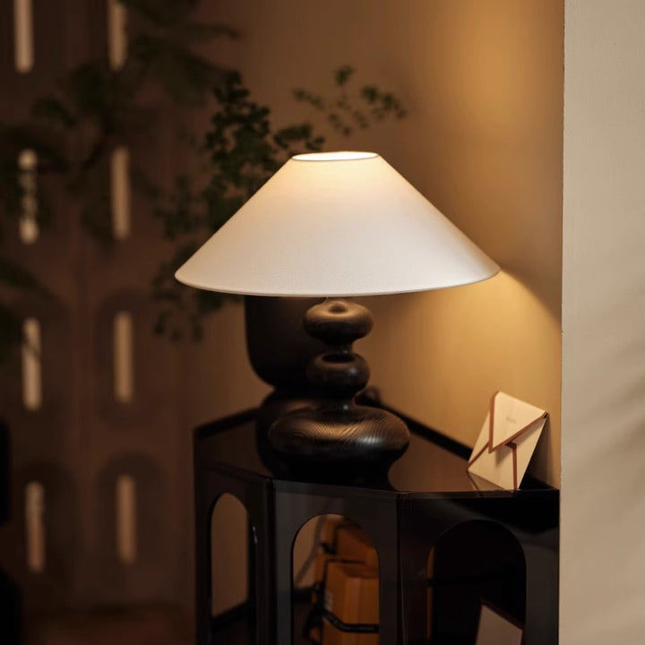 Lampe de table traditionnelle française cylindre ronde ovale sphérique en tissu bois massif 1 lumière pour chambre 
