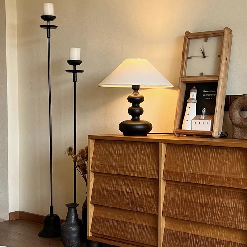 Lámpara de mesa de 1 luz para dormitorio de tela esférica ovalada redonda cilindro tradicional francesa de madera maciza 