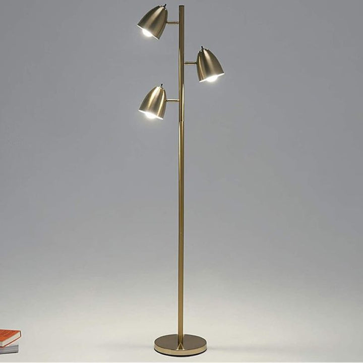 Lampadaire moderne minimaliste en fer à 3 lumières avec cylindre et longue tige pour salon 