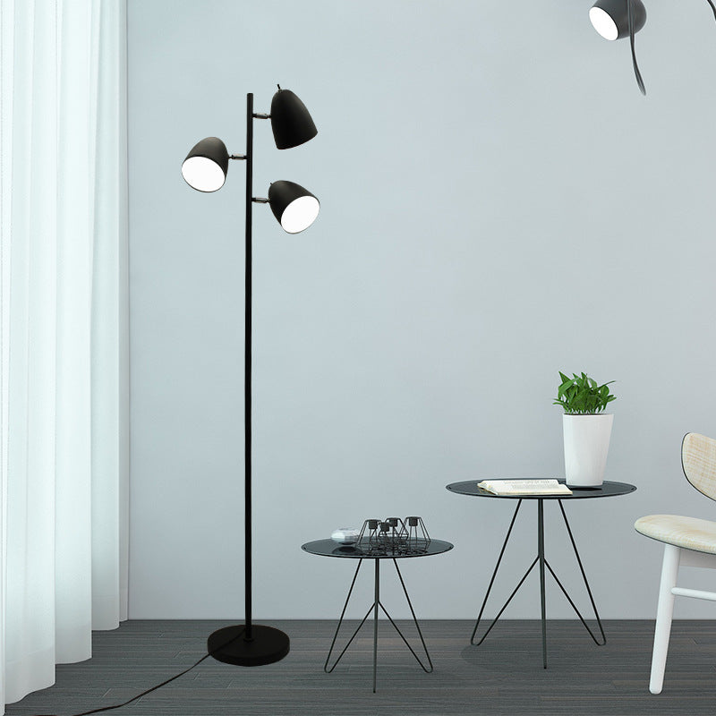 Lampadaire moderne minimaliste en fer à 3 lumières avec cylindre et longue tige pour salon 