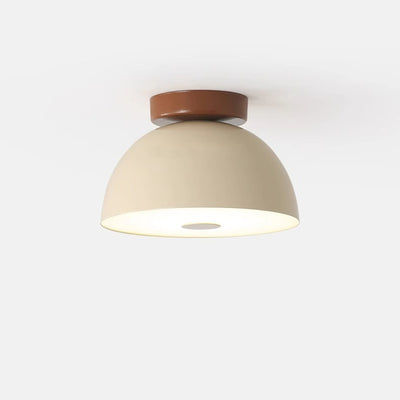 Lumière de plafond semi-encastrée moderne minimaliste en fer et PVC avec base en disque et bol demi-sphère LED pour salon 