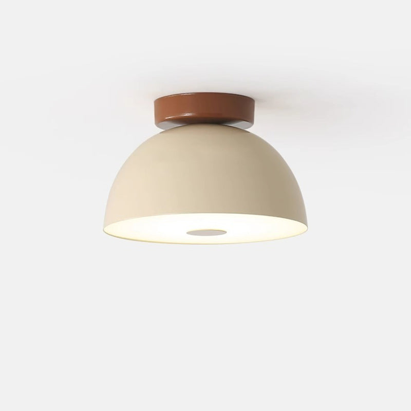 Lumière de plafond semi-encastrée moderne minimaliste en fer et PVC avec base en disque et bol demi-sphère LED pour salon 