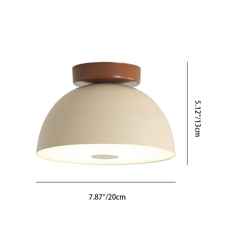 Lumière de plafond semi-encastrée moderne minimaliste en fer et PVC avec base en disque et bol demi-sphère LED pour salon 