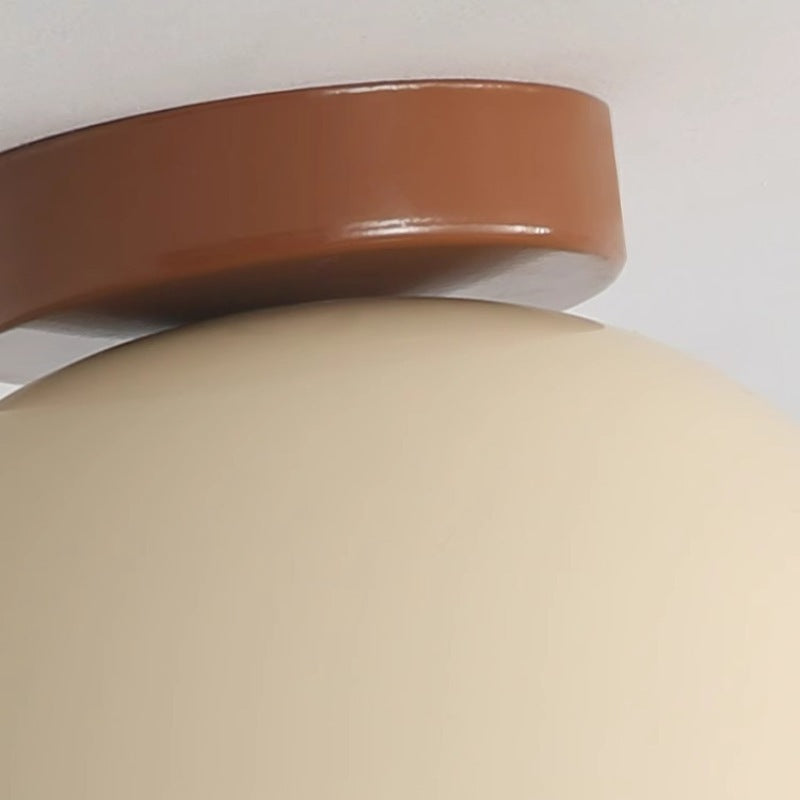 Lumière de plafond semi-encastrée moderne minimaliste en fer et PVC avec base en disque et bol demi-sphère LED pour salon 