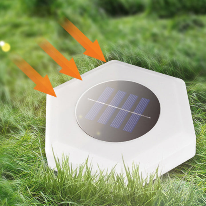 Lumière de paysage de pelouse à LED en plastique acrylique rond hexagonal solaire minimaliste moderne imperméable pour jardin 