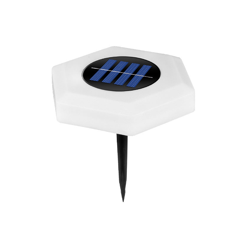 ضوء حديقة LED سداسي الشكل مقاوم للماء يعمل بالطاقة الشمسية بأسلوب عصري وبسيط مصنوع من البلاستيك الأكريليكي للتركيب في الأرض 