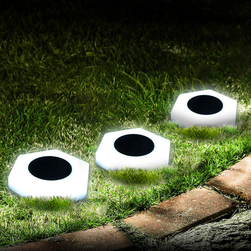 Lumière de paysage de pelouse à LED en plastique acrylique rond hexagonal solaire minimaliste moderne imperméable pour jardin 