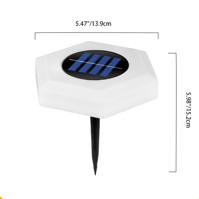 ضوء حديقة LED سداسي الشكل مقاوم للماء يعمل بالطاقة الشمسية بأسلوب عصري وبسيط مصنوع من البلاستيك الأكريليكي للتركيب في الأرض 