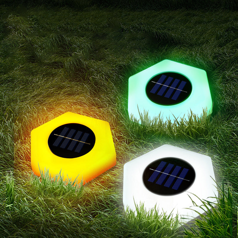ضوء حديقة LED سداسي الشكل مقاوم للماء يعمل بالطاقة الشمسية بأسلوب عصري وبسيط مصنوع من البلاستيك الأكريليكي للتركيب في الأرض 