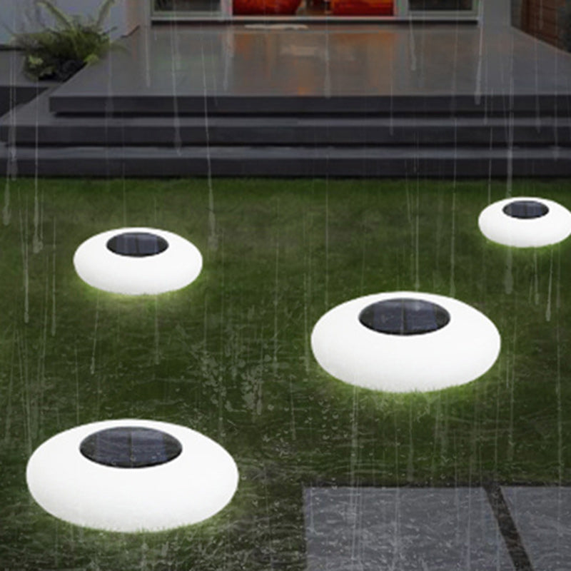Luz de piscina moderna minimalista solar impermeable redonda ovalada PE ABS LED para paisaje exterior para patio exterior 