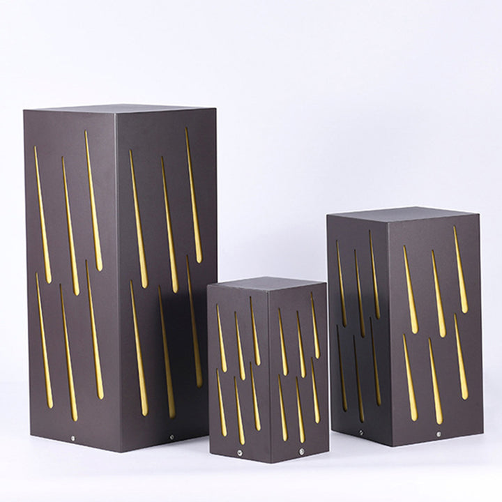 Contemporary Creative Waterproof Rectangle Meteor Stripes Galvanized Faux Dolomite 1-Light Lawn Landscape Lamp For Outdoor Patio