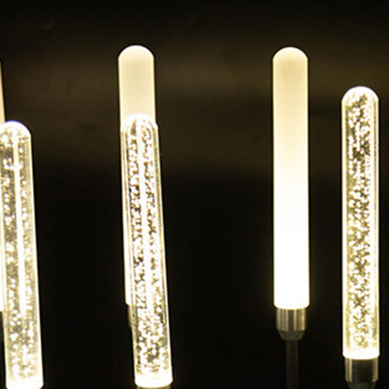 Lámpara de paisaje para césped al aire libre contemporánea escandinava impermeable cilindro ovalado burbujas de caña acero inoxidable acrílico LED para patio exterior 