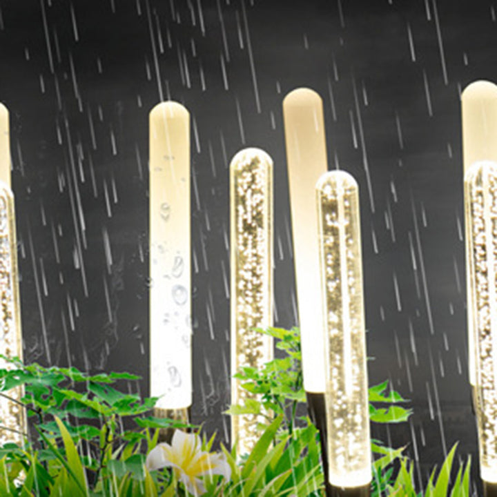 Lámpara de paisaje para césped al aire libre contemporánea escandinava impermeable cilindro ovalado burbujas de caña acero inoxidable acrílico LED para patio exterior 