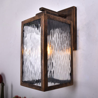 Applique murale extérieure contemporaine scandinave étanche rectangulaire carrée en verre aqua fer à 1 lumière pour jardin 