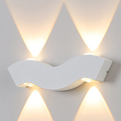 Applique murale extérieure LED en aluminium moderne minimaliste étanche en forme de vague, rectangle, demi-cercle pour jardin 